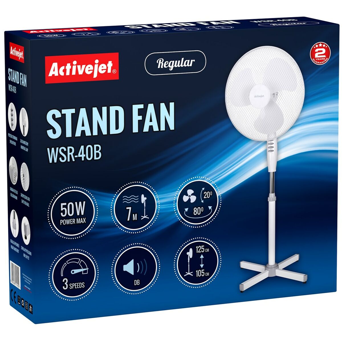 Ventilador de Pie Activejet WSR-40B Blanco Gris Plateado 50 W