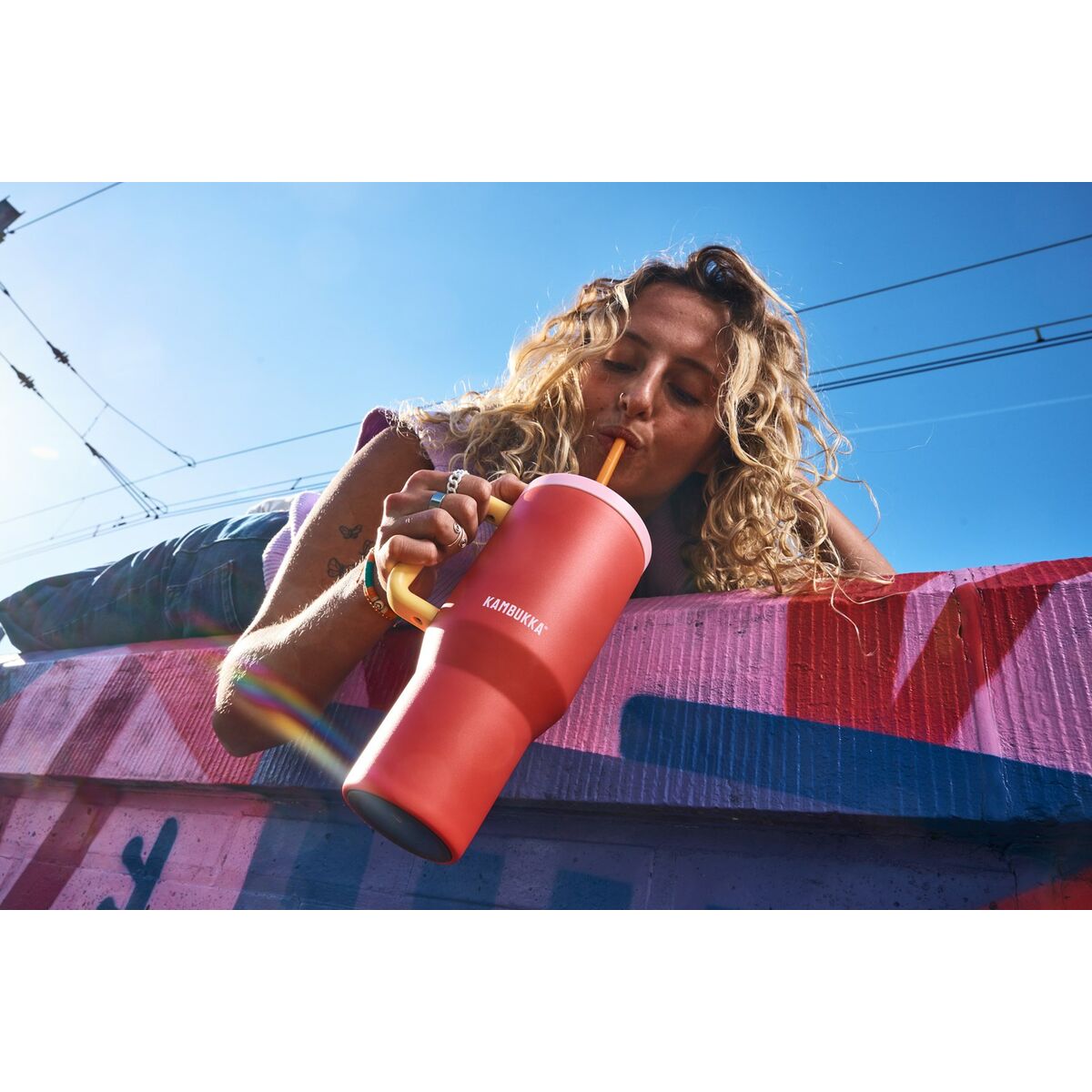 Termo Kambukka 11-08002 Amarillo Rojo Naranja Rosa Acero Inoxidable 950 ml