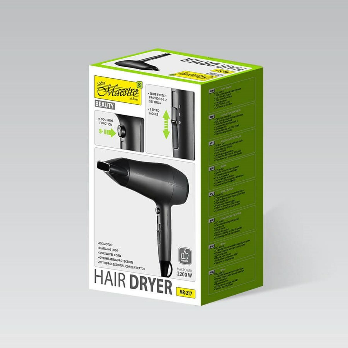 Secador de Pelo Feel Maestro MR-217 Negro Grafito 2200 W