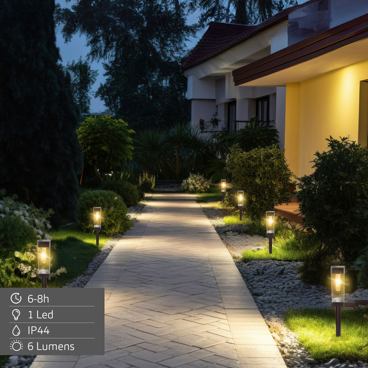 Lámpara solar Aktive 6 x 55 x 6 cm (4 Unidades)