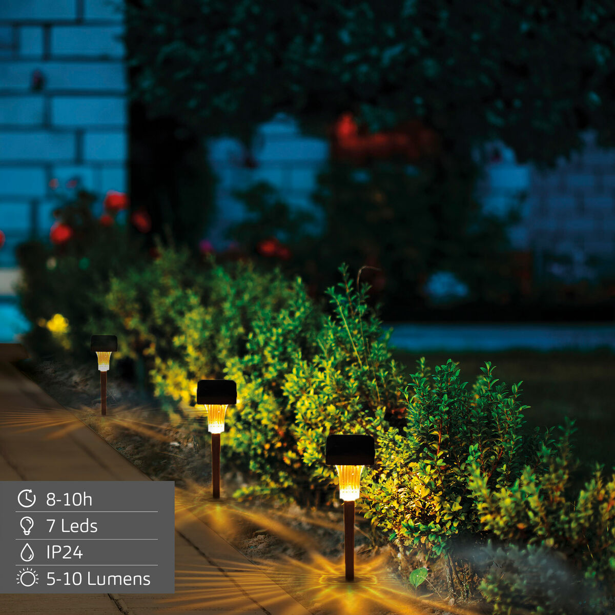 Lámpara solar Aktive 6 x 33 x 6 cm (6 Unidades)