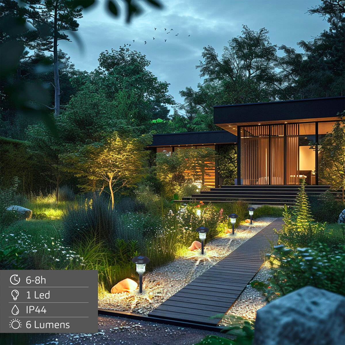 Lámpara solar Aktive 15 x 49 x 15 cm (4 Unidades)