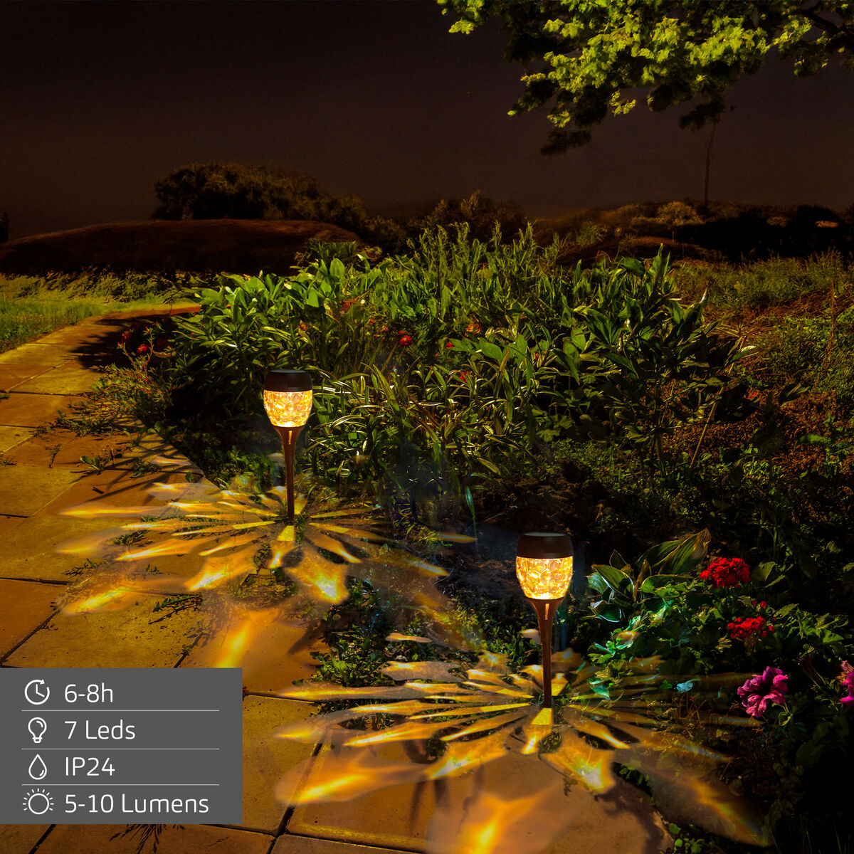 Lámpara solar Aktive 9 x 40 x 9 cm (6 Unidades)