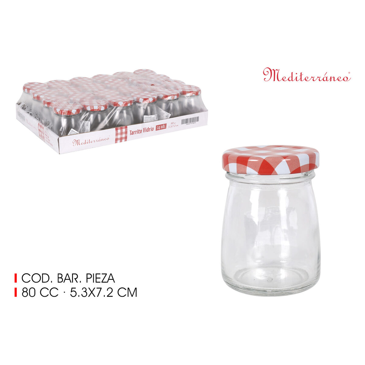 Tarro de Cristal Mediterraneo 80 ml (72 Unidades)