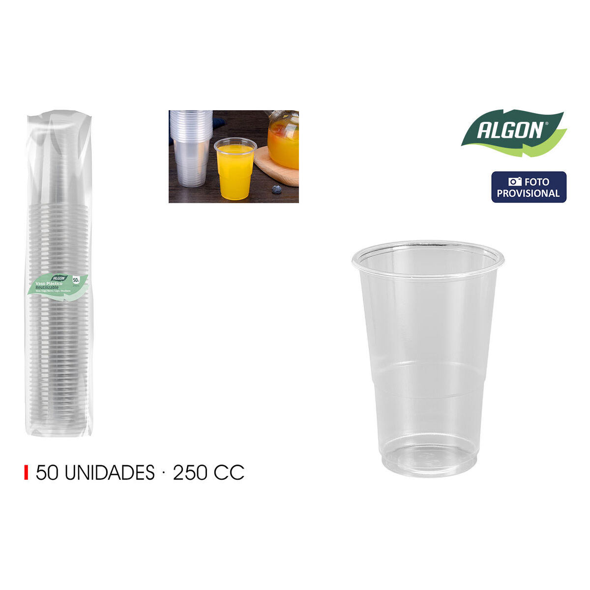 Set de Vasos Algon 250 ml 50 Piezas (18 Unidades)
