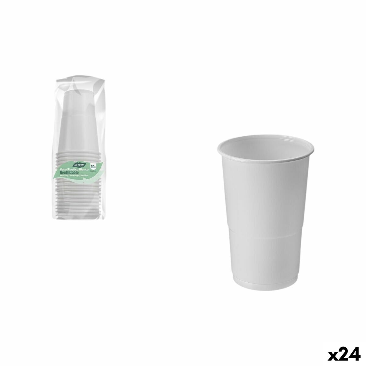 Set de Vasos Algon Blanco 300 ml 20 Piezas (24 Unidades)