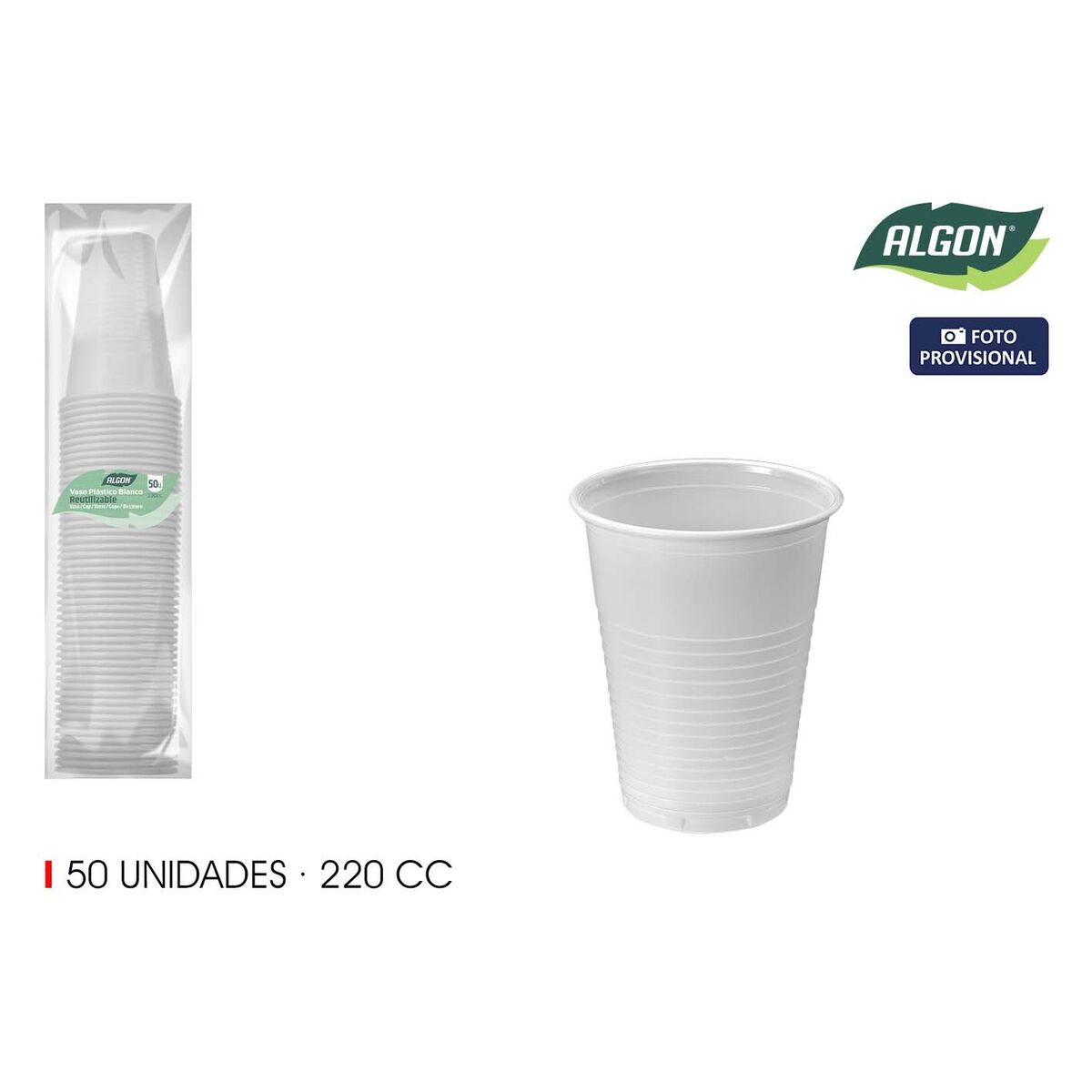 Set de Vasos Algon Blanco 220 ml 50 Piezas (18 Unidades)