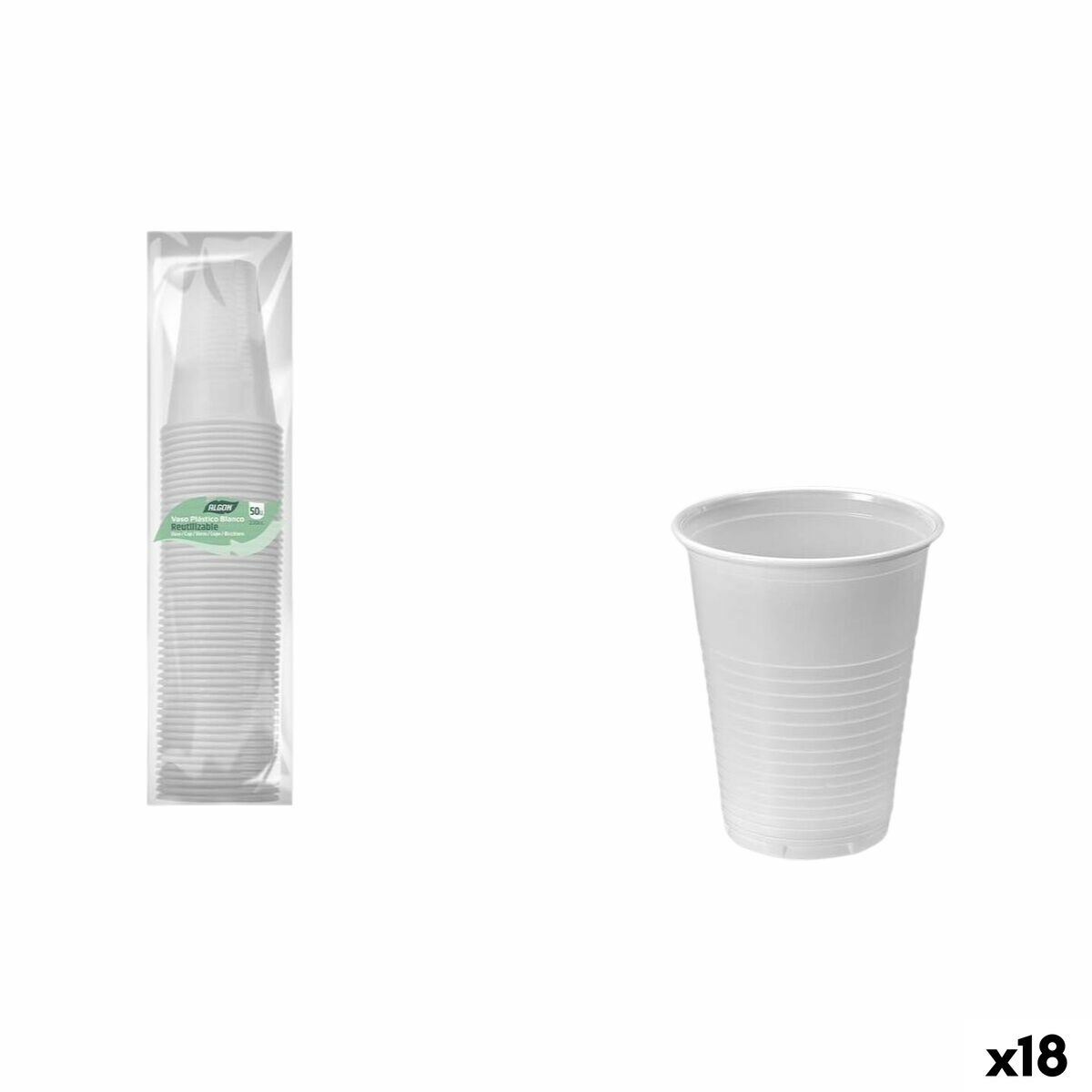 Set de Vasos Algon Blanco 220 ml 50 Piezas (18 Unidades)