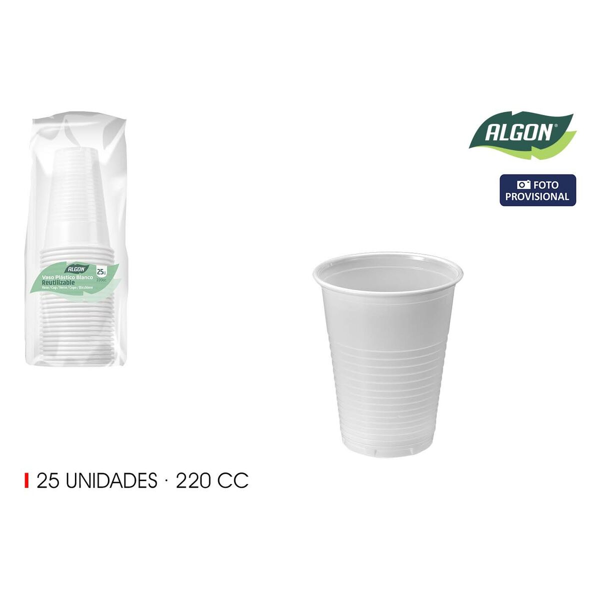 Set de Vasos Algon Blanco 220 ml 25 Piezas (24 Unidades)