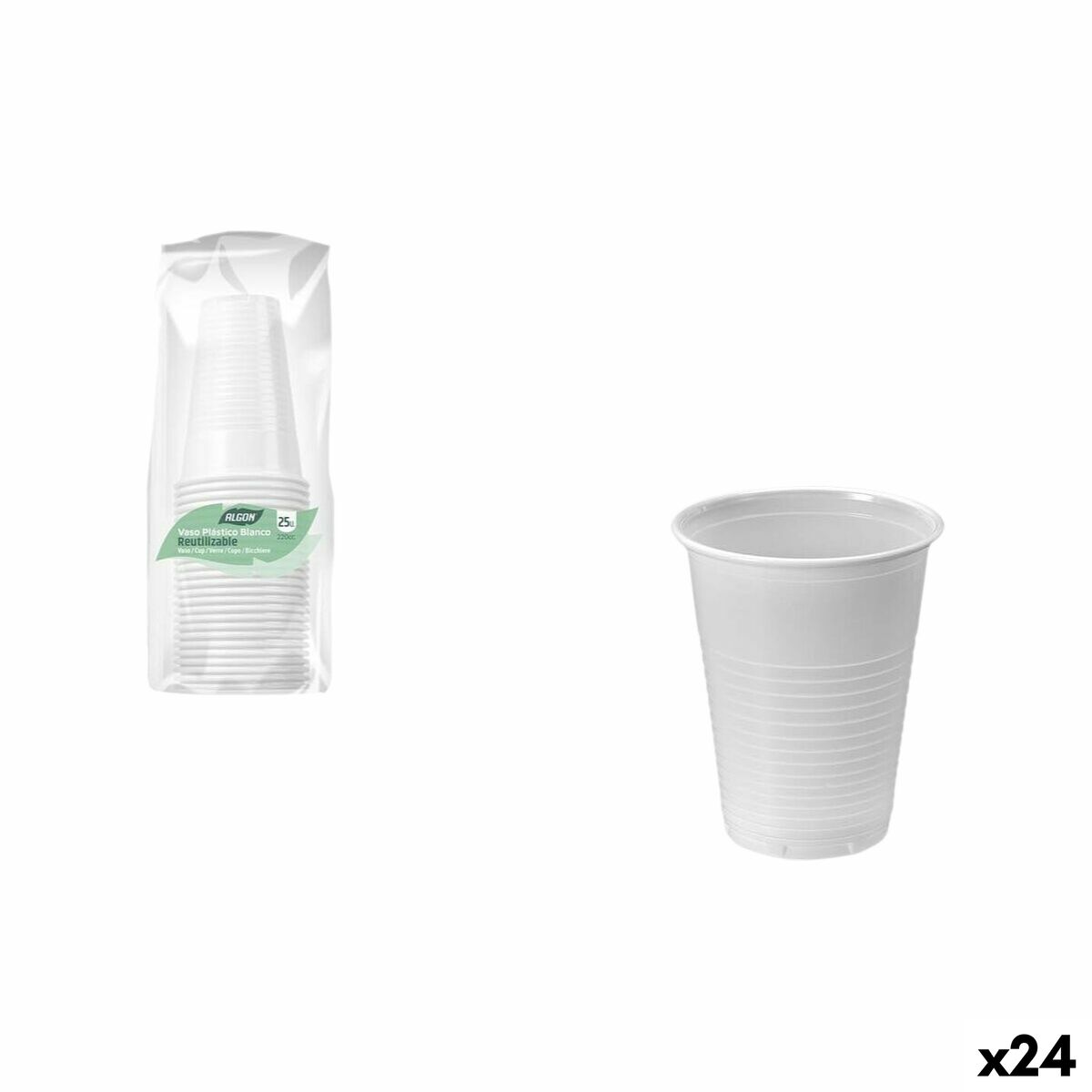Set de Vasos Algon Blanco 220 ml 25 Piezas (24 Unidades)