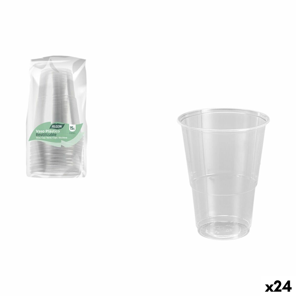 Set de Vasos Algon 330 ml 15 Piezas (24 Unidades)