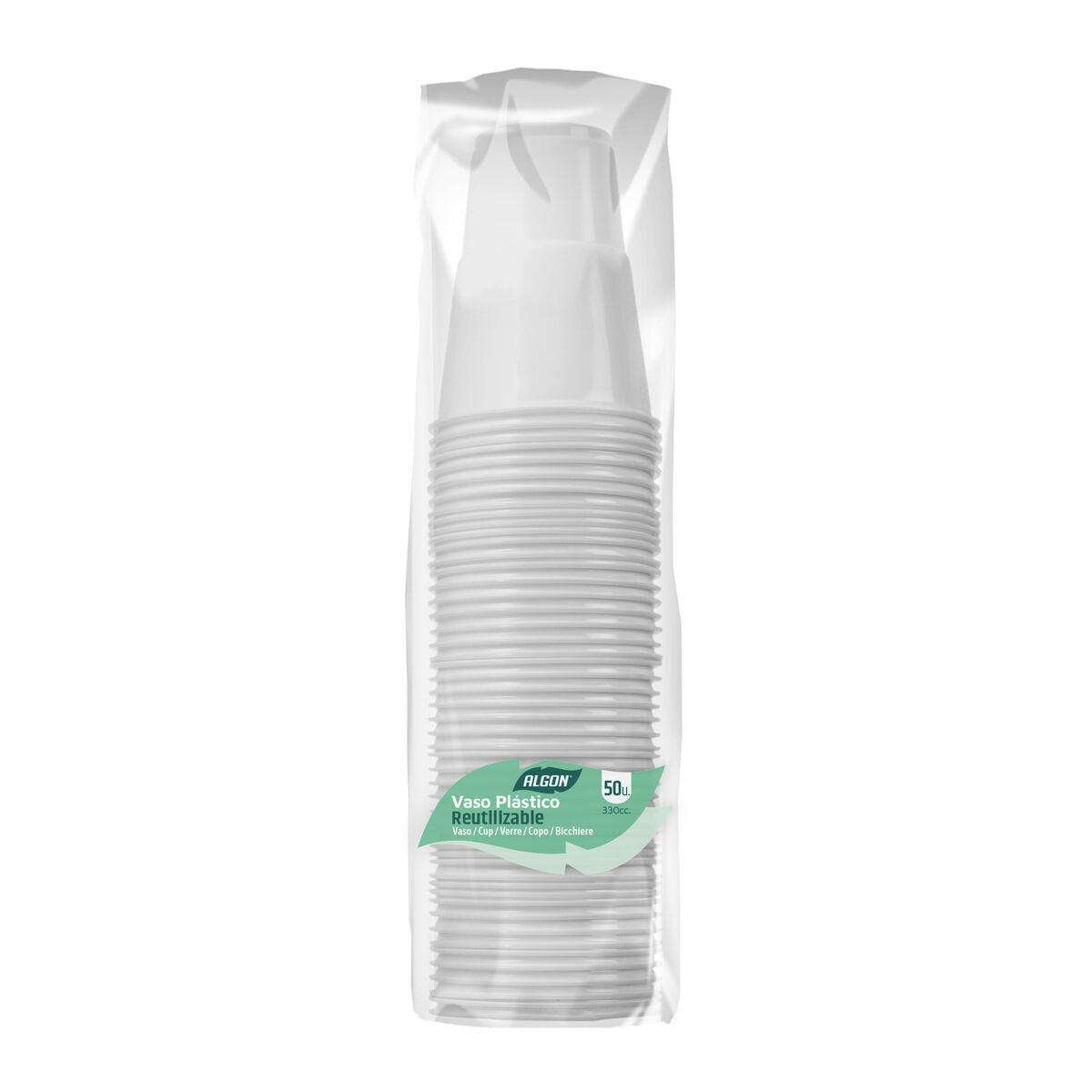 Set de Vasos Algon Blanco 330 ml 50 Piezas (12 Unidades)