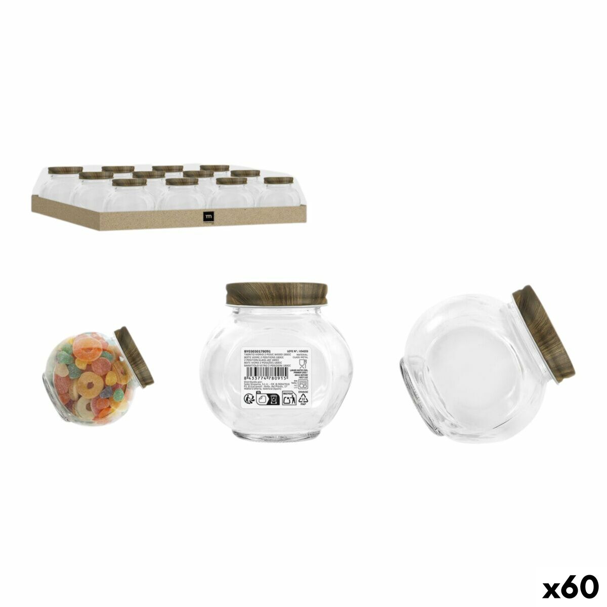 Tarro de Cristal La Mediterránea WOOD 180 ml (60 unidades)