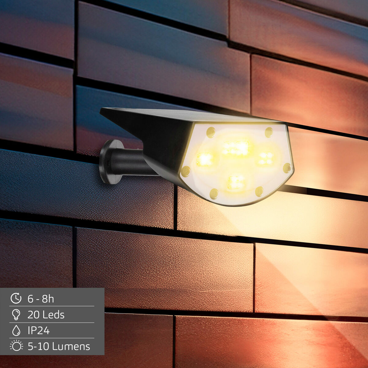 Lámpara solar Aktive 11 x 29 x 15 cm (6 Unidades)