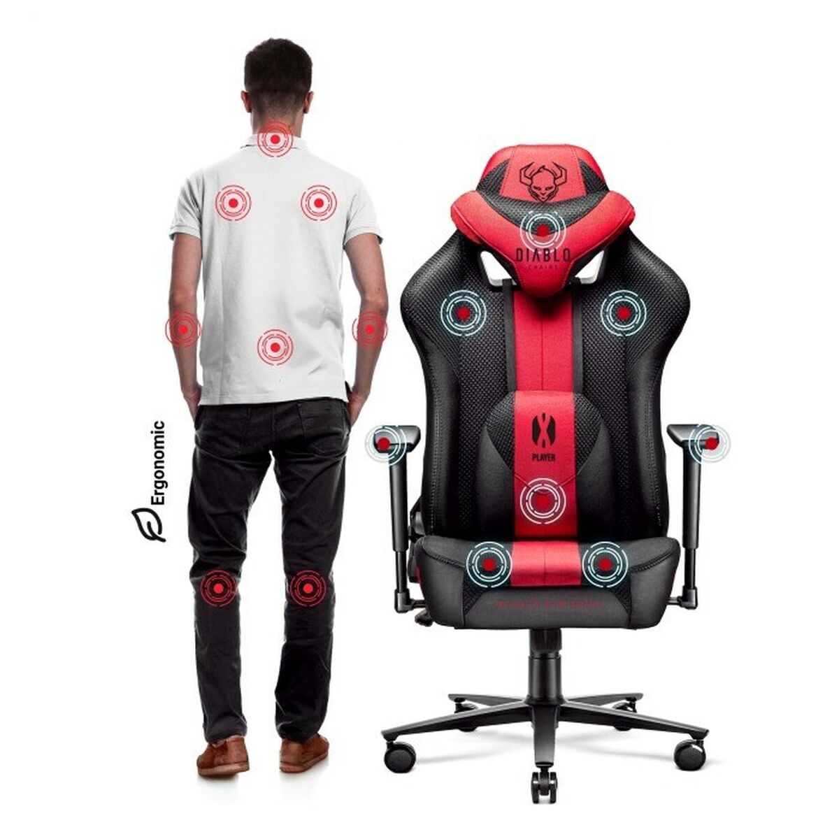 Silla Gaming Diablo Chairs Diablo X-PLAYER 2.0 Negro Rojo