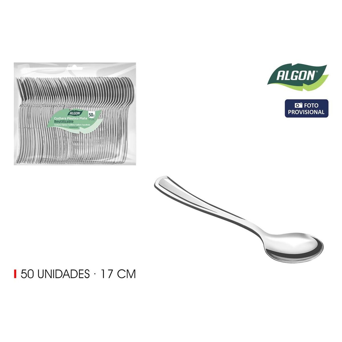 Set de Cucharas Algon 17 cm 50 Piezas (18 Unidades)