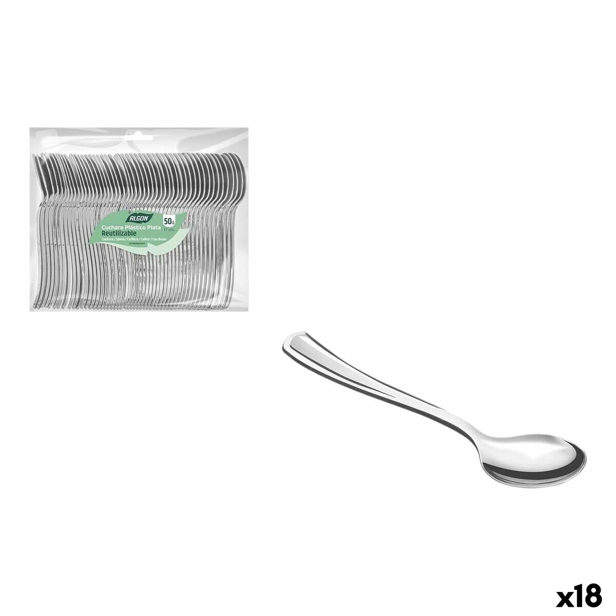 Set de Cucharas Algon 17 cm 50 Piezas (18 Unidades)