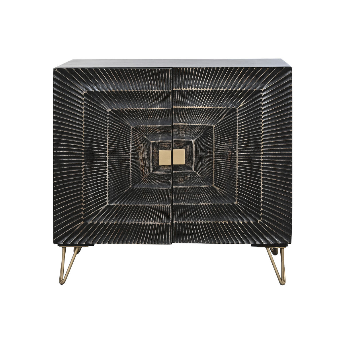Aparador Home ESPRIT Negro Dorado Metal Madera de mango 81 x 45 x 75 cm