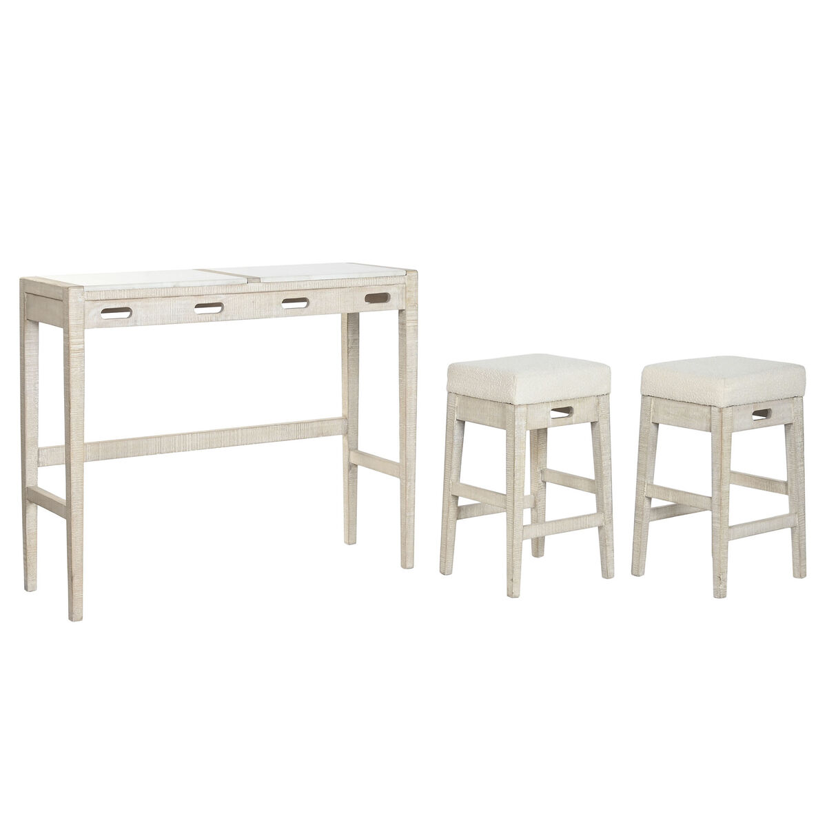 Conjunto de Mesa con Sillas Home ESPRIT Blanco Natural 112 x 40 x 96 cm