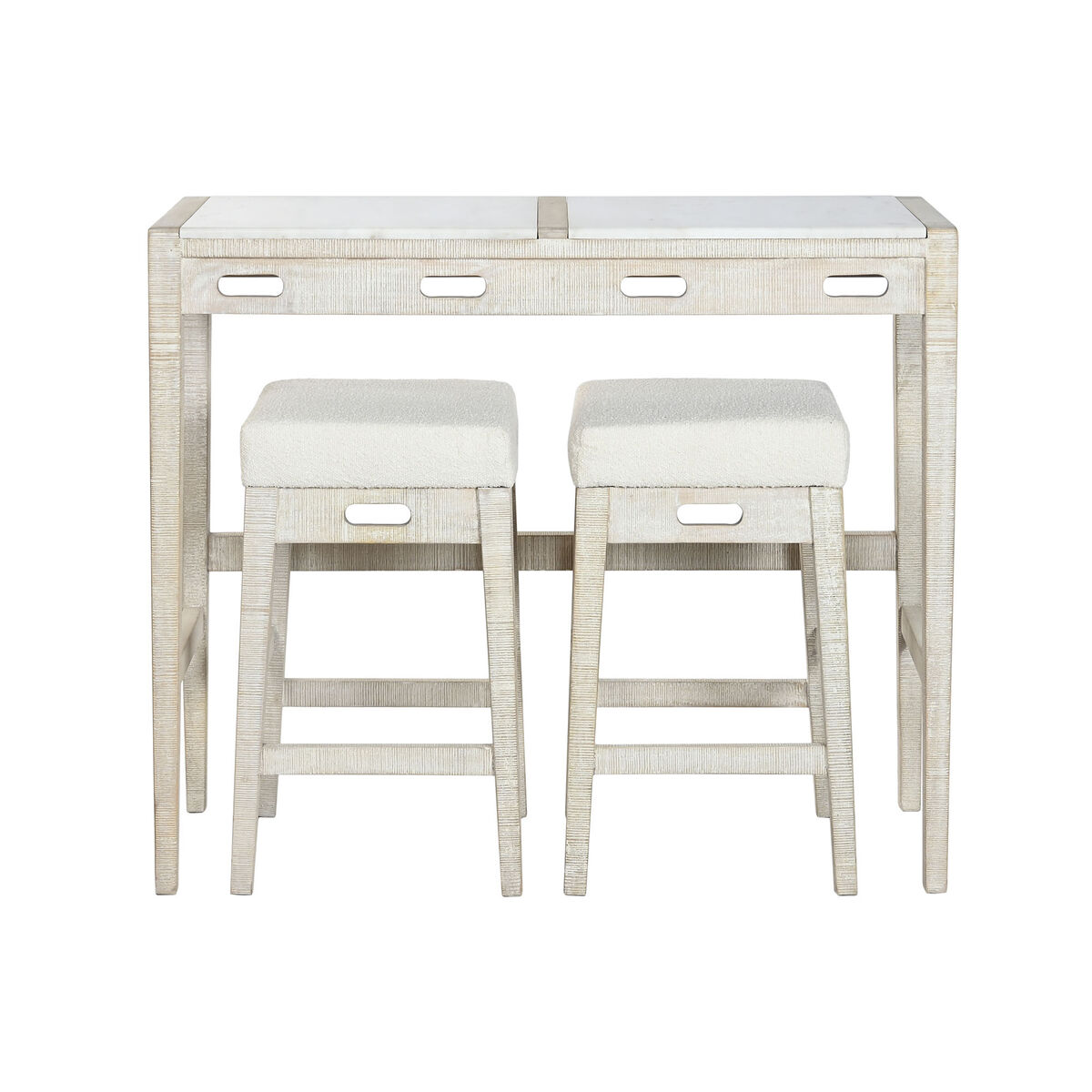 Conjunto de Mesa con Sillas Home ESPRIT Blanco Natural 112 x 40 x 96 cm