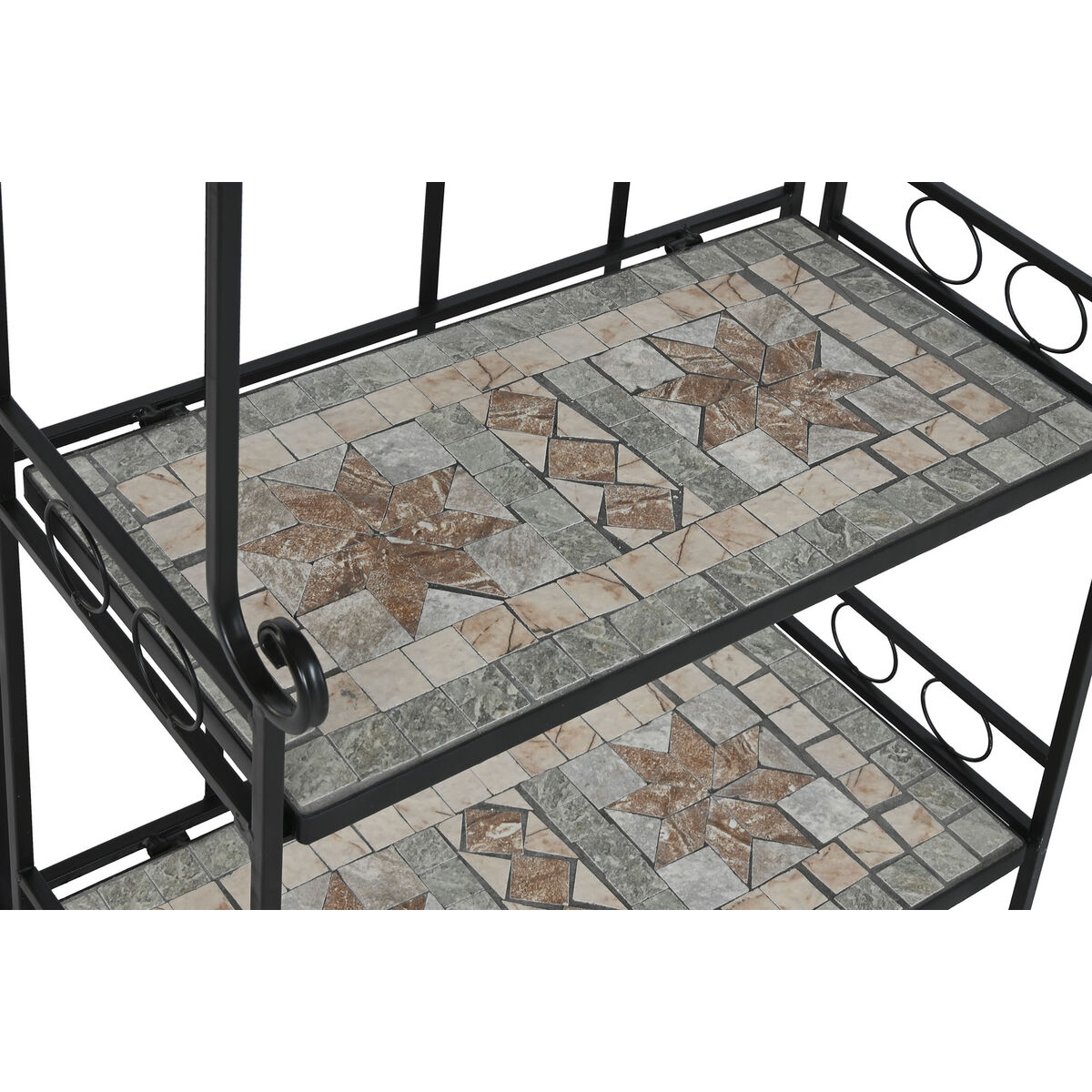 Estantería Home ESPRIT Negro Multicolor Cerámica Forja 3 Estantes 54 x 29 x 121 cm 58 x 31,5 x 117 cm