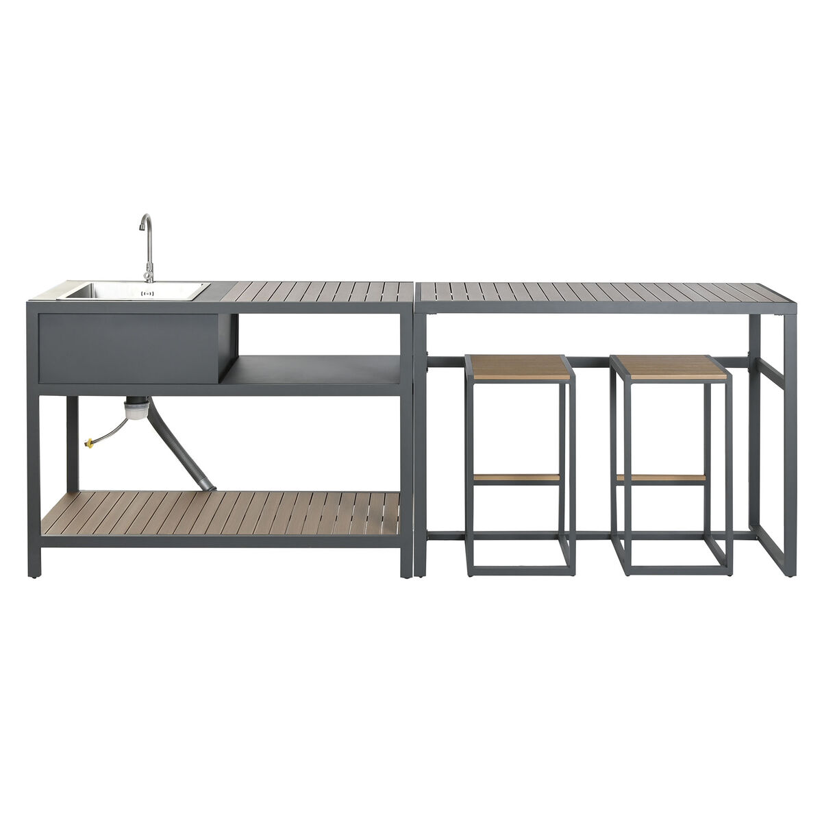 Mueble de cocina Home ESPRIT Gris Natural 127 x 100 x 90 cm 127 x 100 x 95 cm
