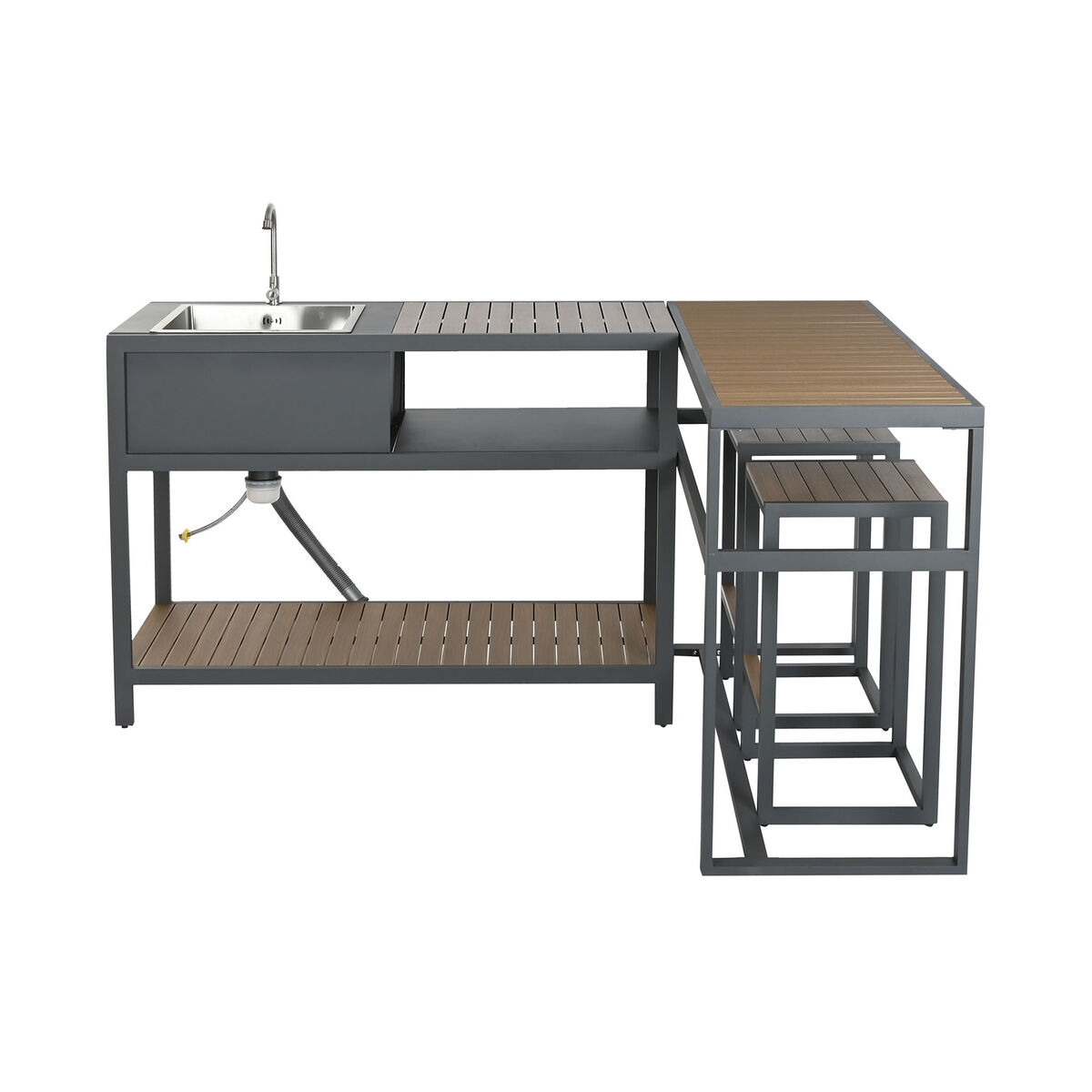 Mueble de cocina Home ESPRIT Gris Natural 127 x 100 x 90 cm 127 x 100 x 95 cm