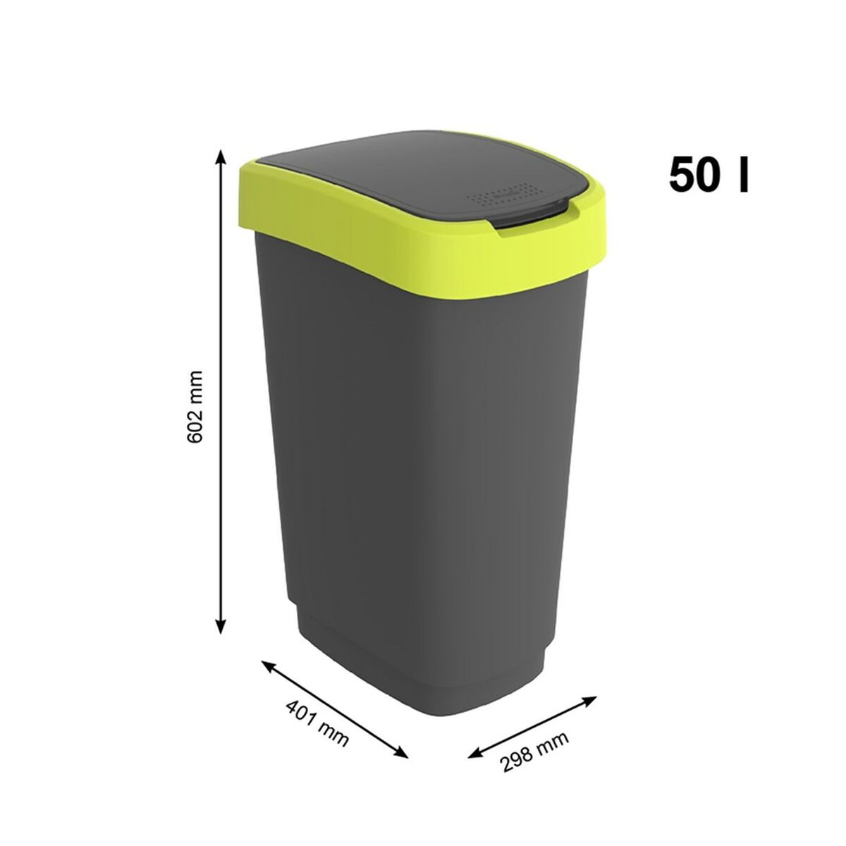 Cubo de basura Rotho Twist Lime Plástico 50 L