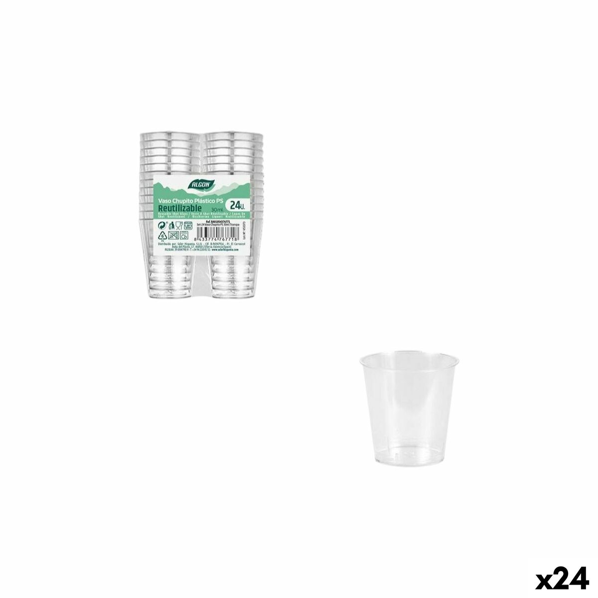 Vaso de chupito Algon Ø 4 cm 30 ml 24 Piezas (24 Unidades)