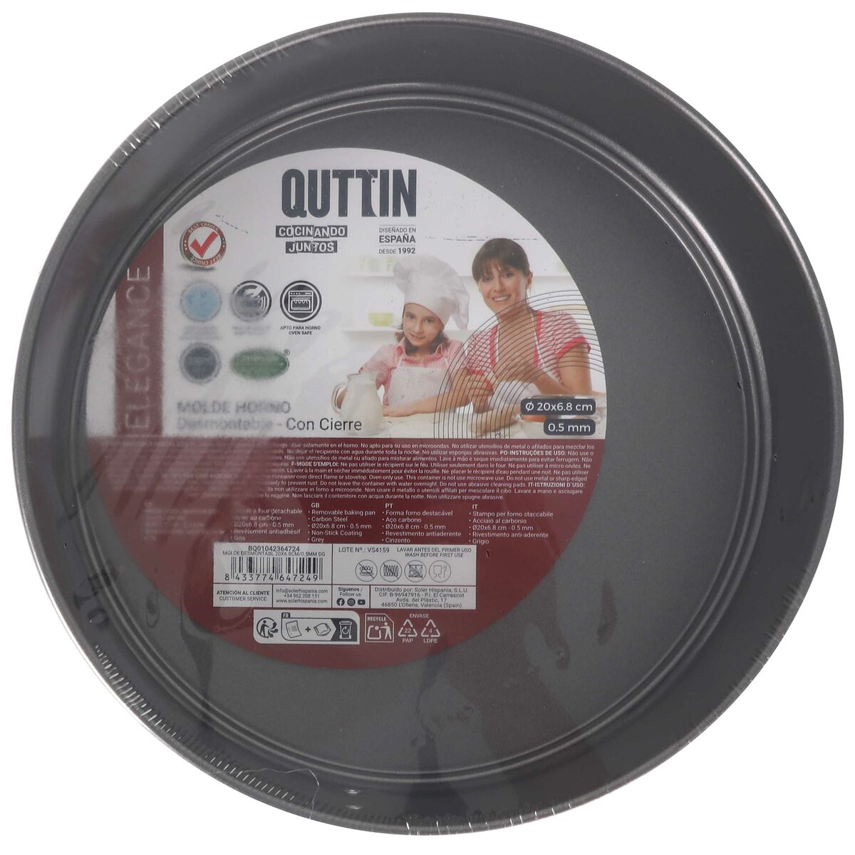 Molde Desmontable Quttin 20 x 6,8 x cm (12 Unidades)