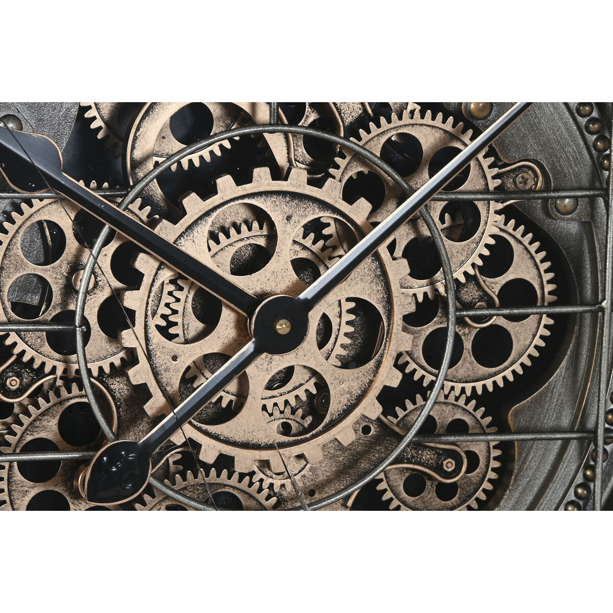 Reloj de Pared Home ESPRIT Dorado Plateado Cristal Hierro Vintage 66,5 x 8,5 x 66,5 cm