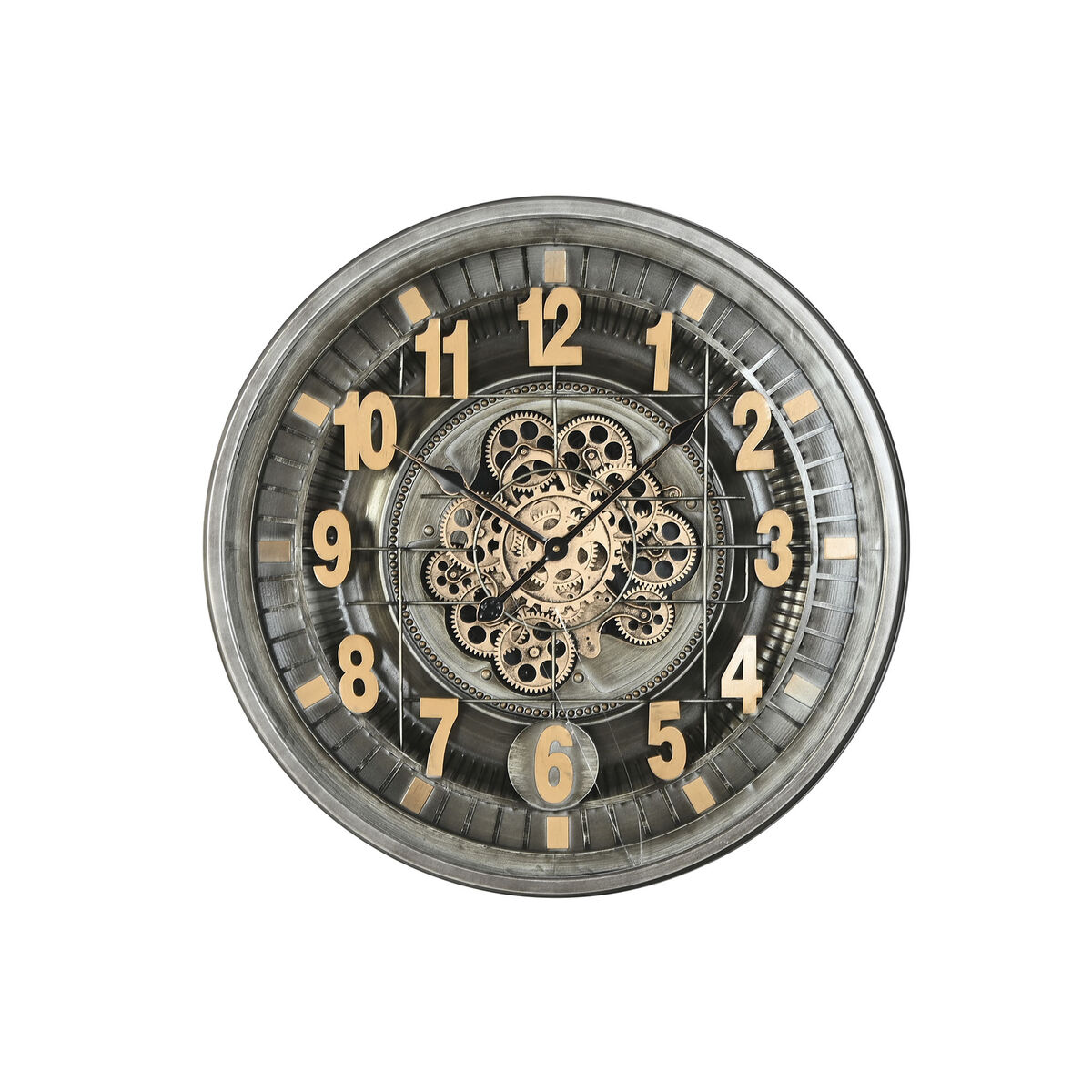 Reloj de Pared Home ESPRIT Dorado Plateado Cristal Hierro Vintage 66,5 x 8,5 x 66,5 cm