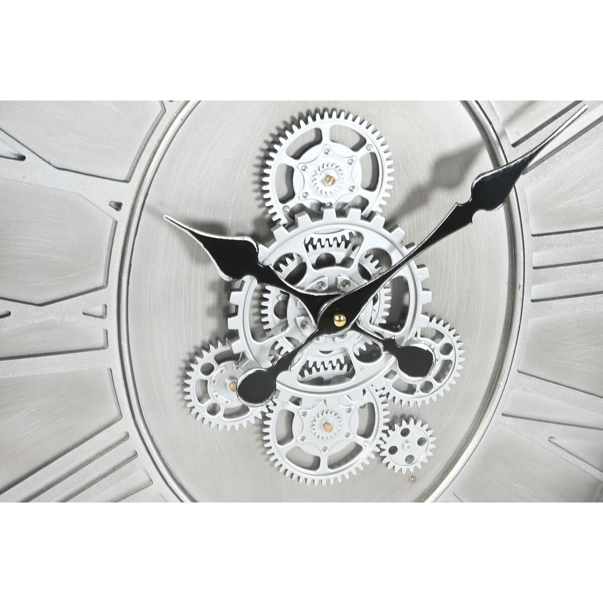 Reloj de Pared Home ESPRIT Plateado Natural Metal Cristal Madera de pino 50 x 8 x 68 cm