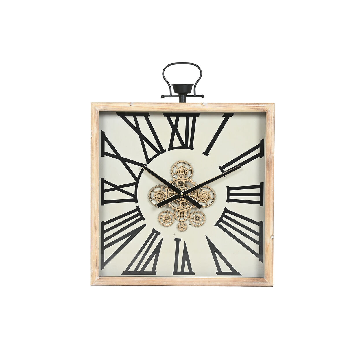 Reloj de Pared Home ESPRIT Blanco Natural Metal Madera de pino 60 x 8,5 x 73 cm