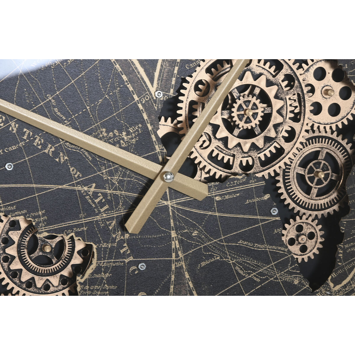 Reloj de Pared Home ESPRIT Negro Dorado Cristal Hierro Vintage 62 x 8,5 x 62 cm