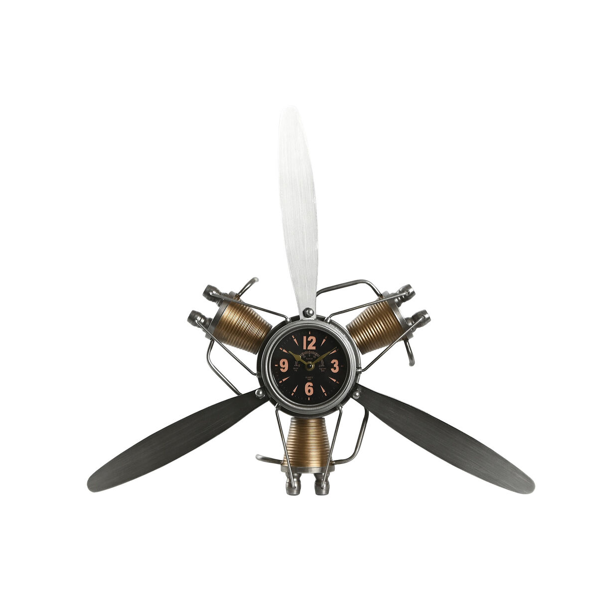 Reloj de Pared Home ESPRIT Dorado Plateado Metal Hélices Vintage 63 x 12 x 55 cm