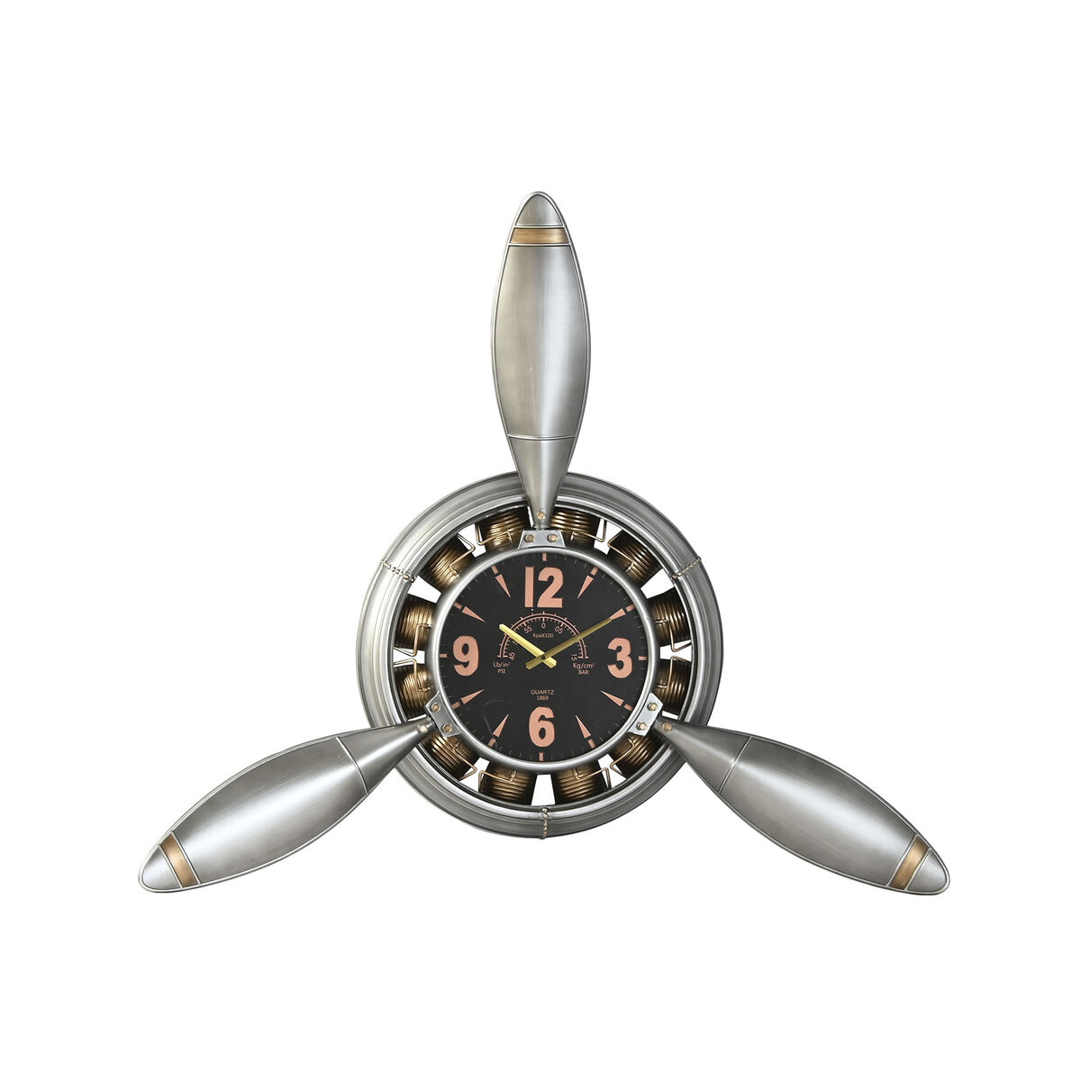 Reloj de Pared Home ESPRIT Dorado Plateado PVC Metal Hélices Vintage 133 x 24 x 120 cm