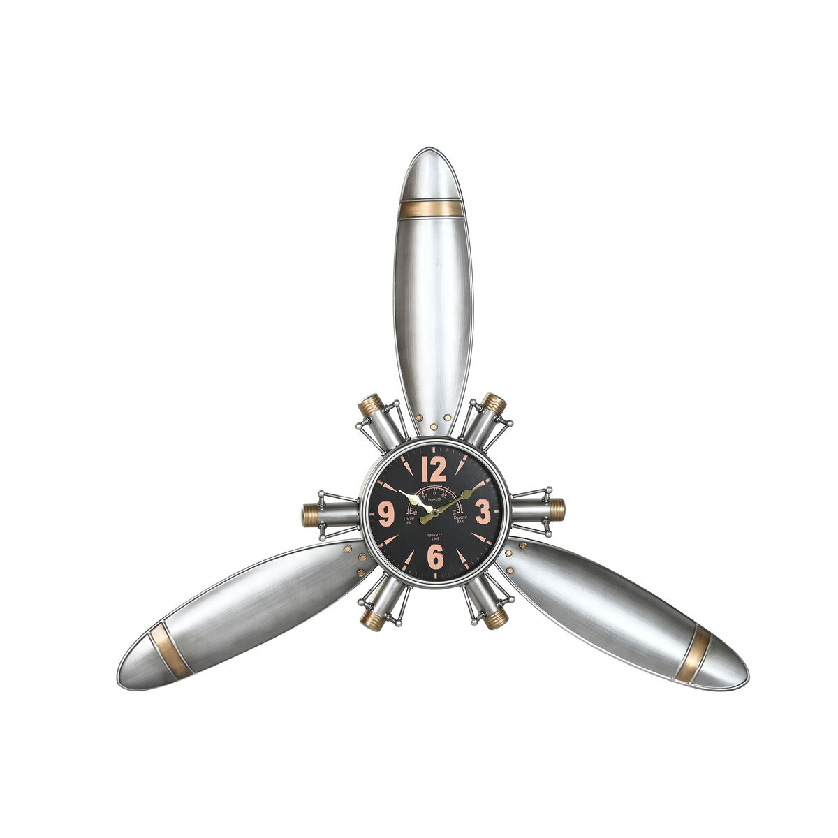 Reloj de Pared Home ESPRIT Dorado Plateado Metal Hélices Vintage 121 x 7 x 106 cm