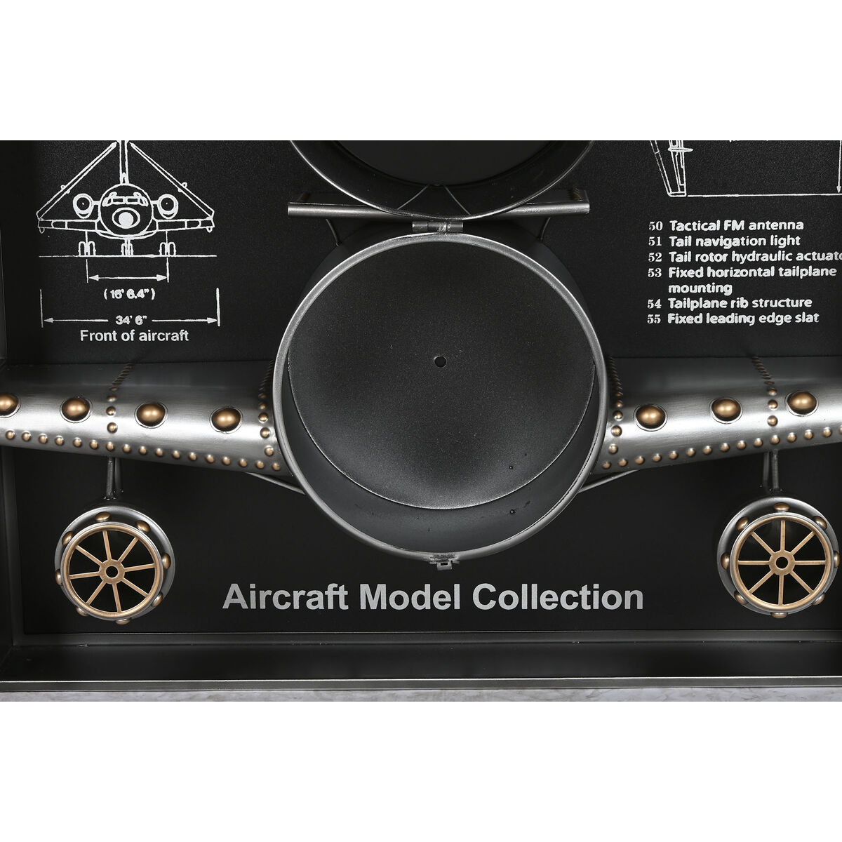 Reloj de Pared Home ESPRIT Dorado Plateado Metal Avión Vintage 175 x 21 x 64 cm