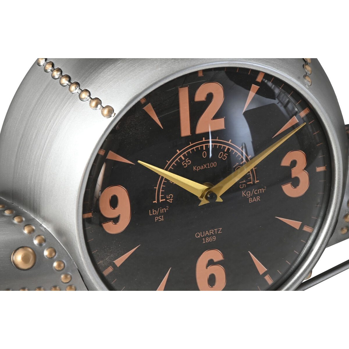 Reloj de Pared Home ESPRIT Dorado Plateado Metal Avión Vintage 114 x 11 x 40 cm