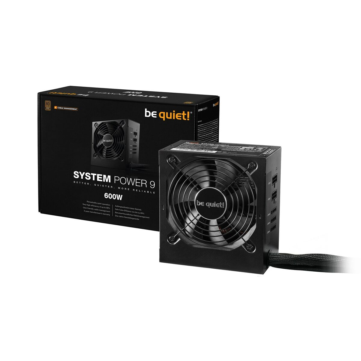 Fuente de Alimentación Be Quiet! System Power 9 600 W 80 Plus Bronze TÜV CE Semi-modular ATX