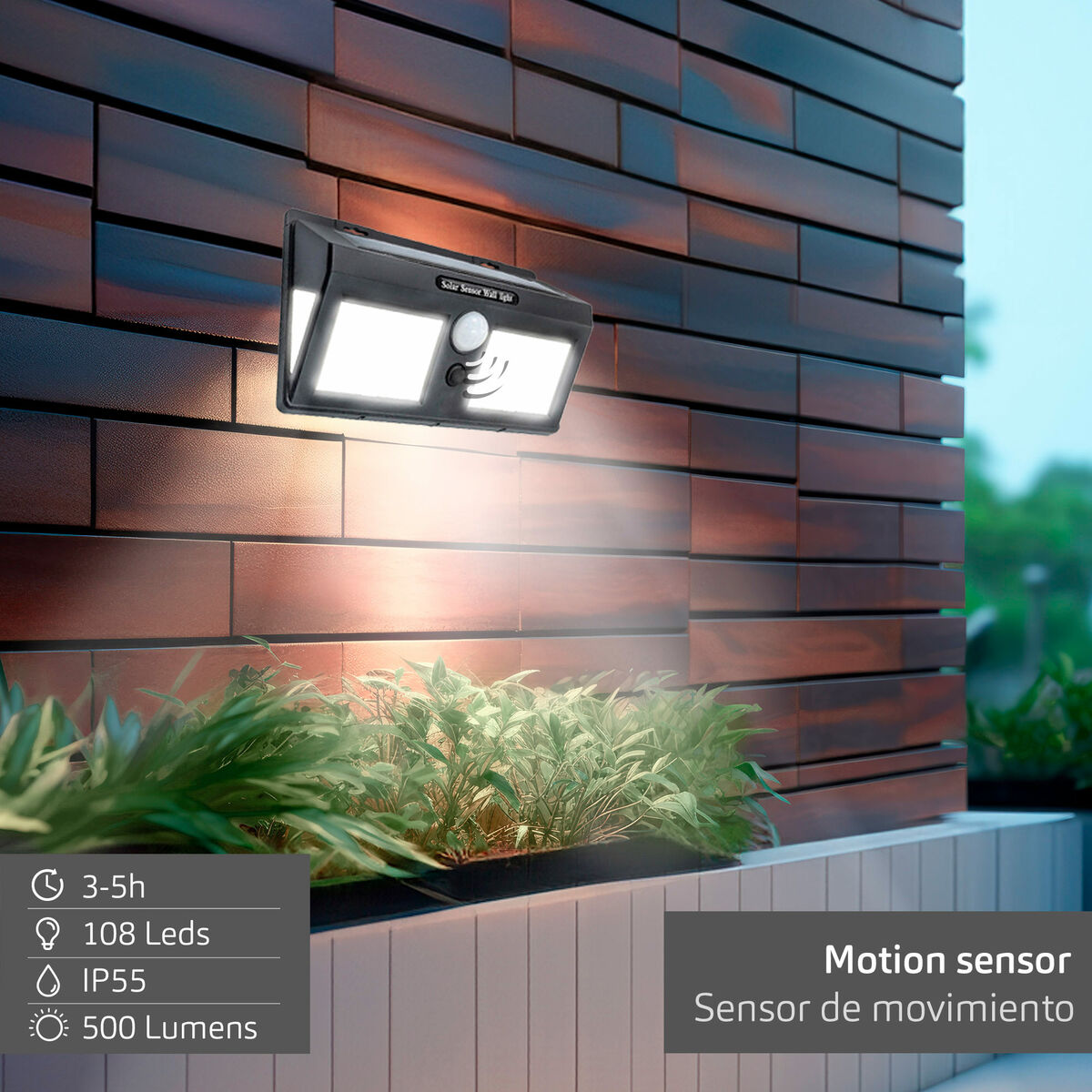 Lámpara solar Aktive 19 x 12 x 4,5 cm (6 Unidades)