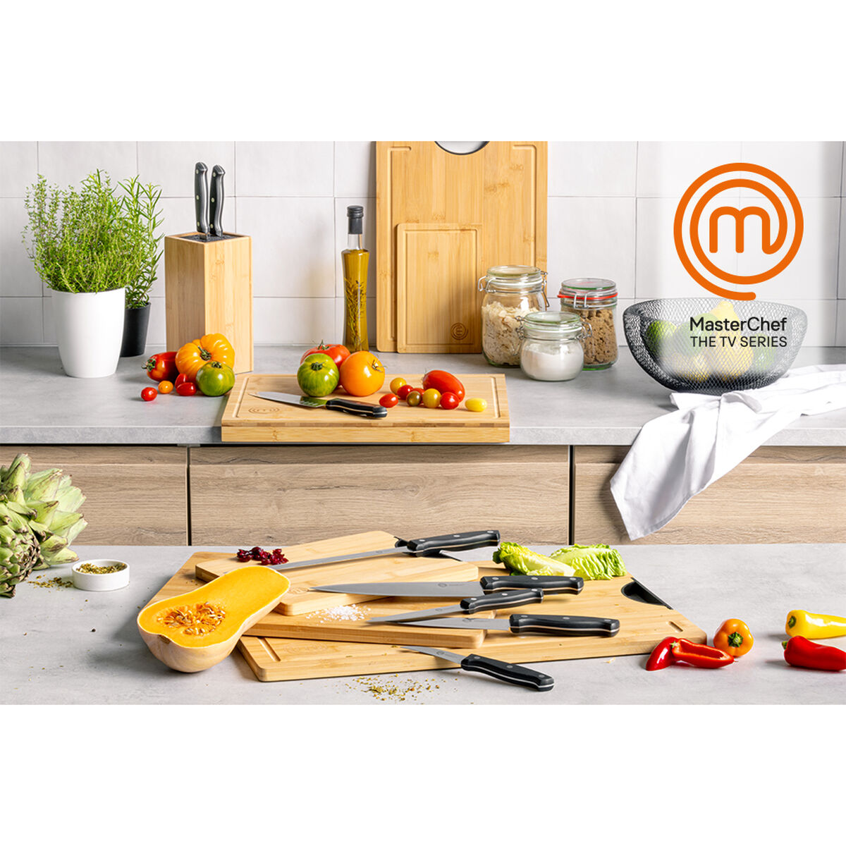 Tabla de cortar MasterChef ENCIMERA 38,5 x 26,5 x 1,5 cm + 2 cm (4 Unidades)