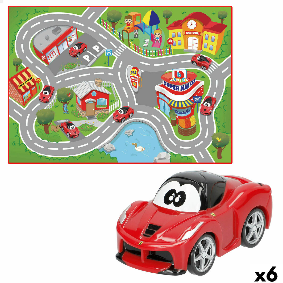 Playset Ferrari 100 x 0,1 x 70 cm 6 Unidades