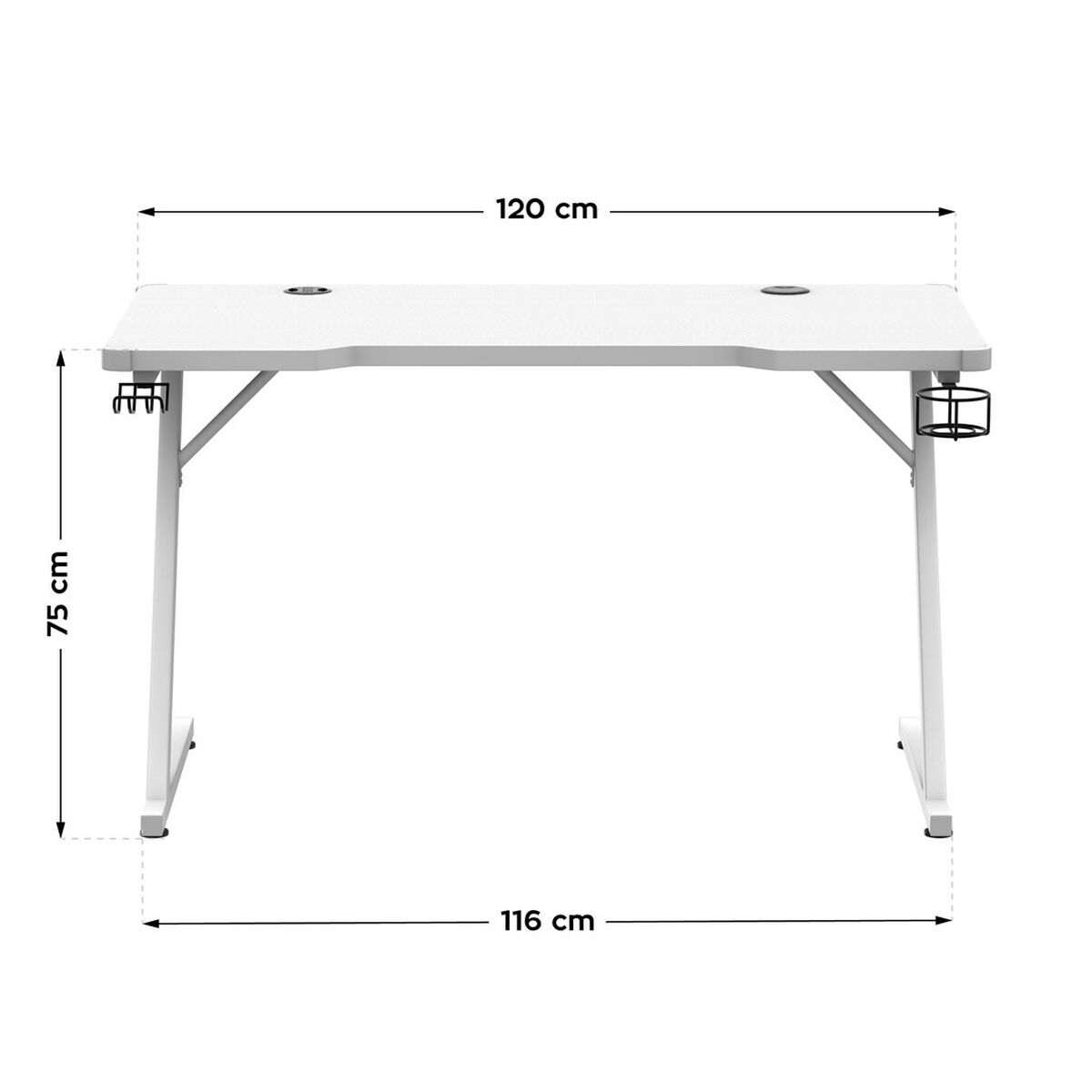 Mesa de Escritorio Gaming Huzaro HZ-Hero 2.5 White RGB Blanco 120 x 75 x 60 cm