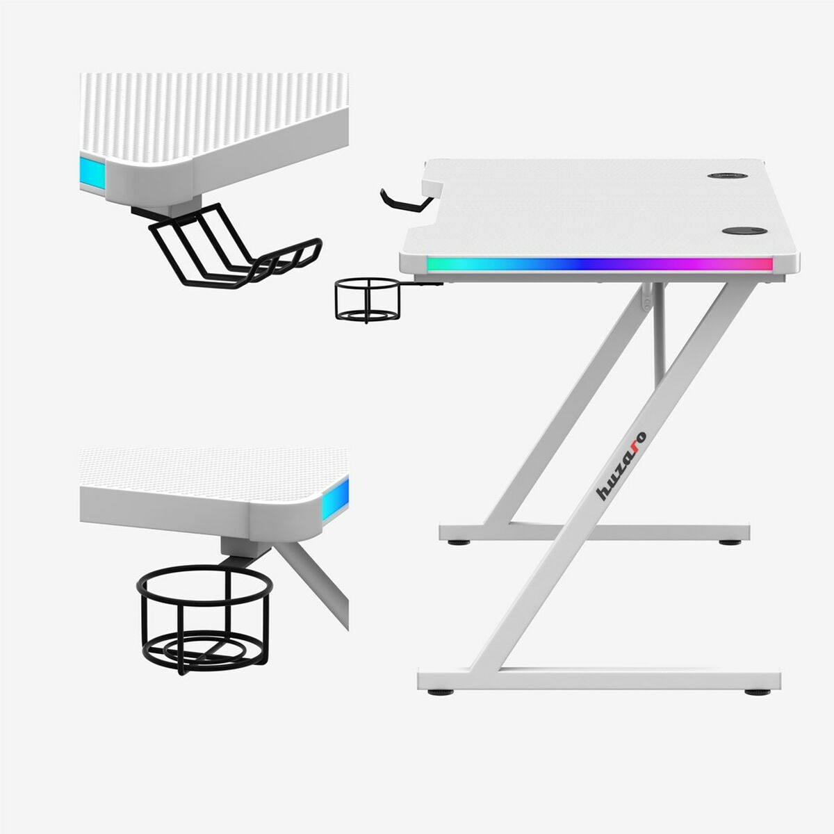 Mesa de Escritorio Gaming Huzaro HZ-Hero 2.5 White RGB Blanco 120 x 75 x 60 cm