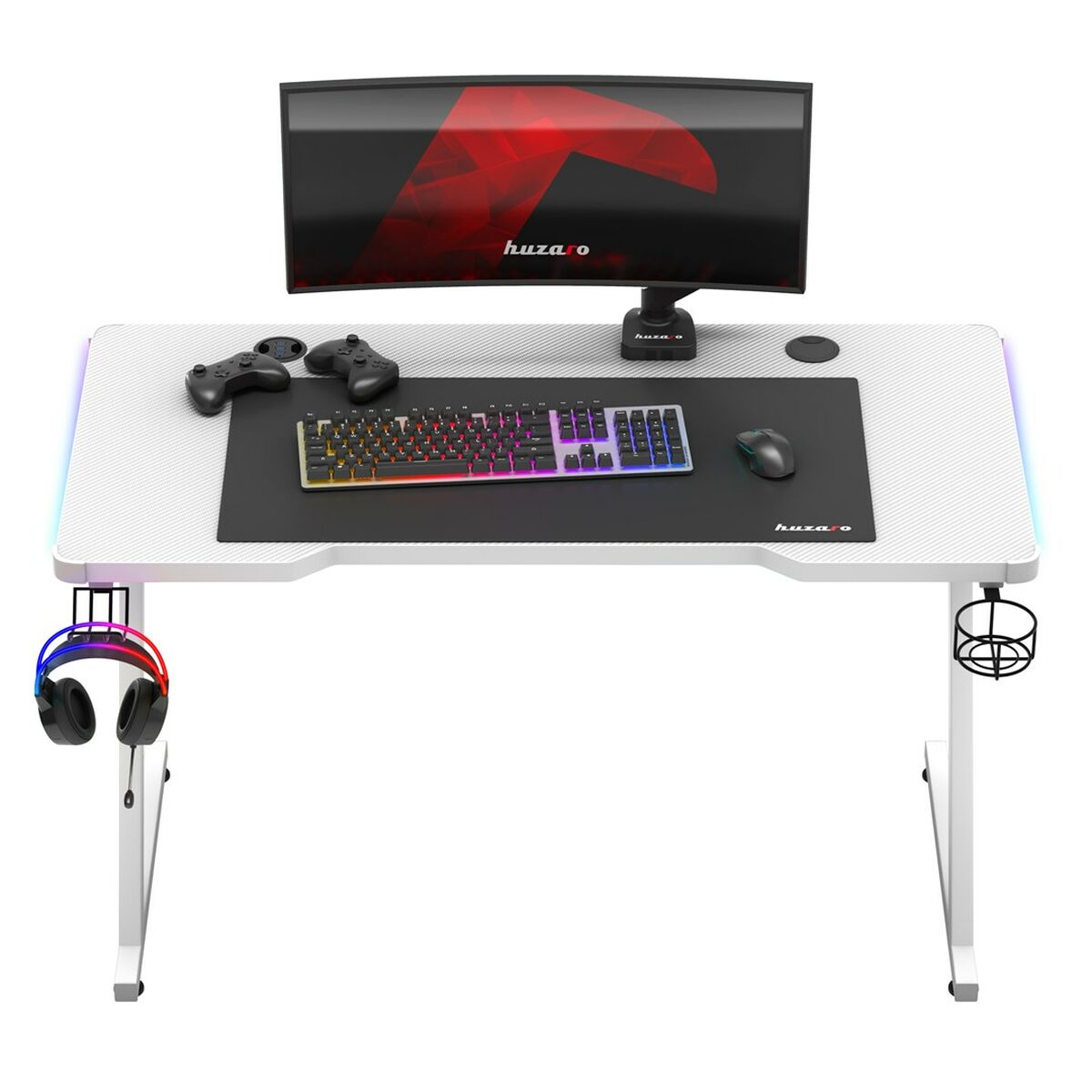 Mesa de Escritorio Gaming Huzaro HZ-Hero 2.5 White RGB Blanco 120 x 75 x 60 cm