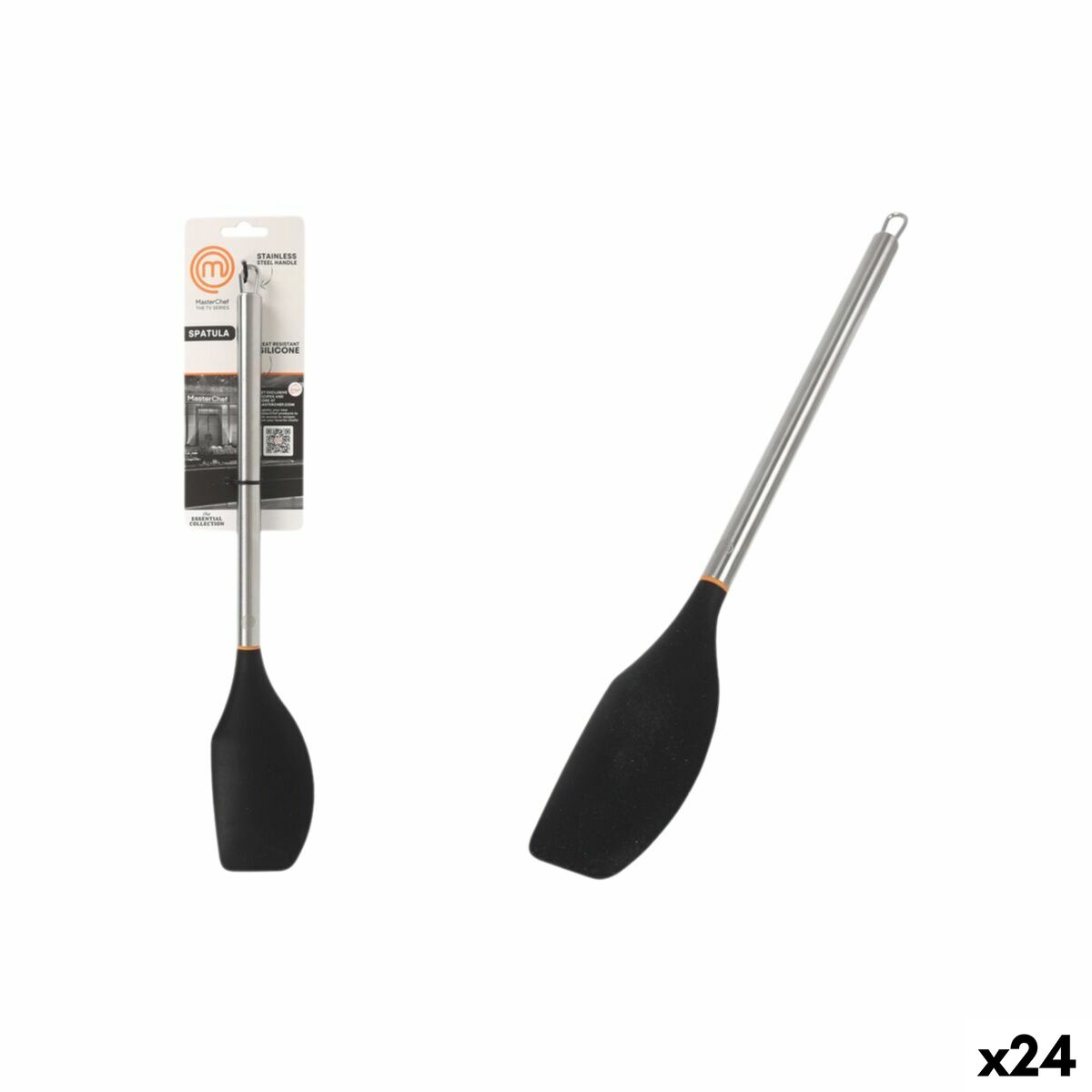 Paleta de Cocina MasterChef Silicona Acero Inoxidable 34 cm (24 Unidades)