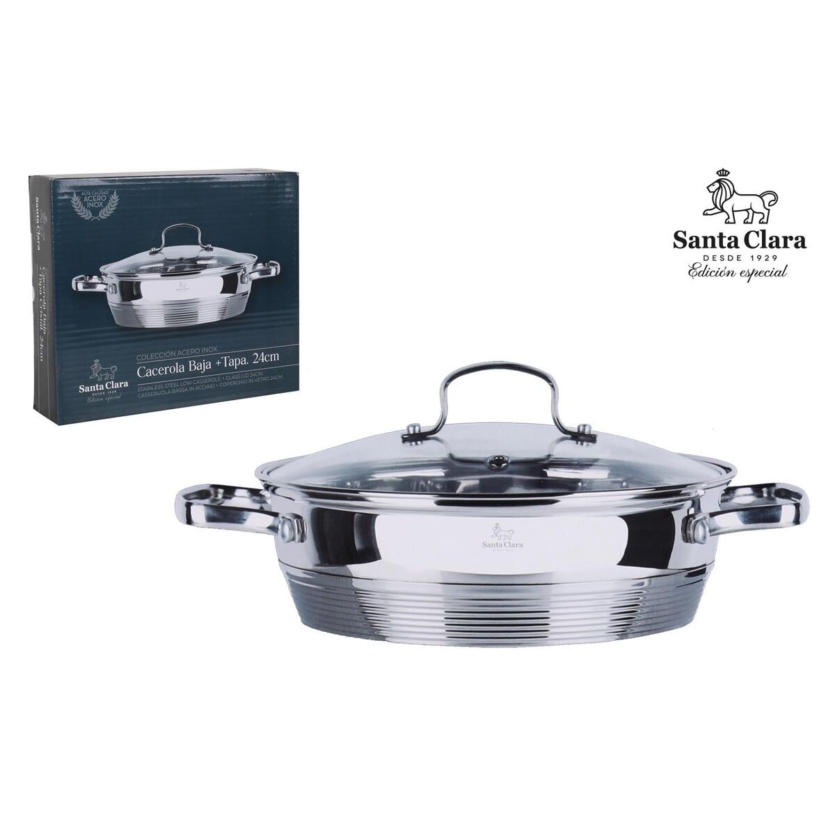 Cacerola Con Tapa Santa Clara Sta clara Ø 25,7 x 34 x 6,5 cm (2 Unidades)