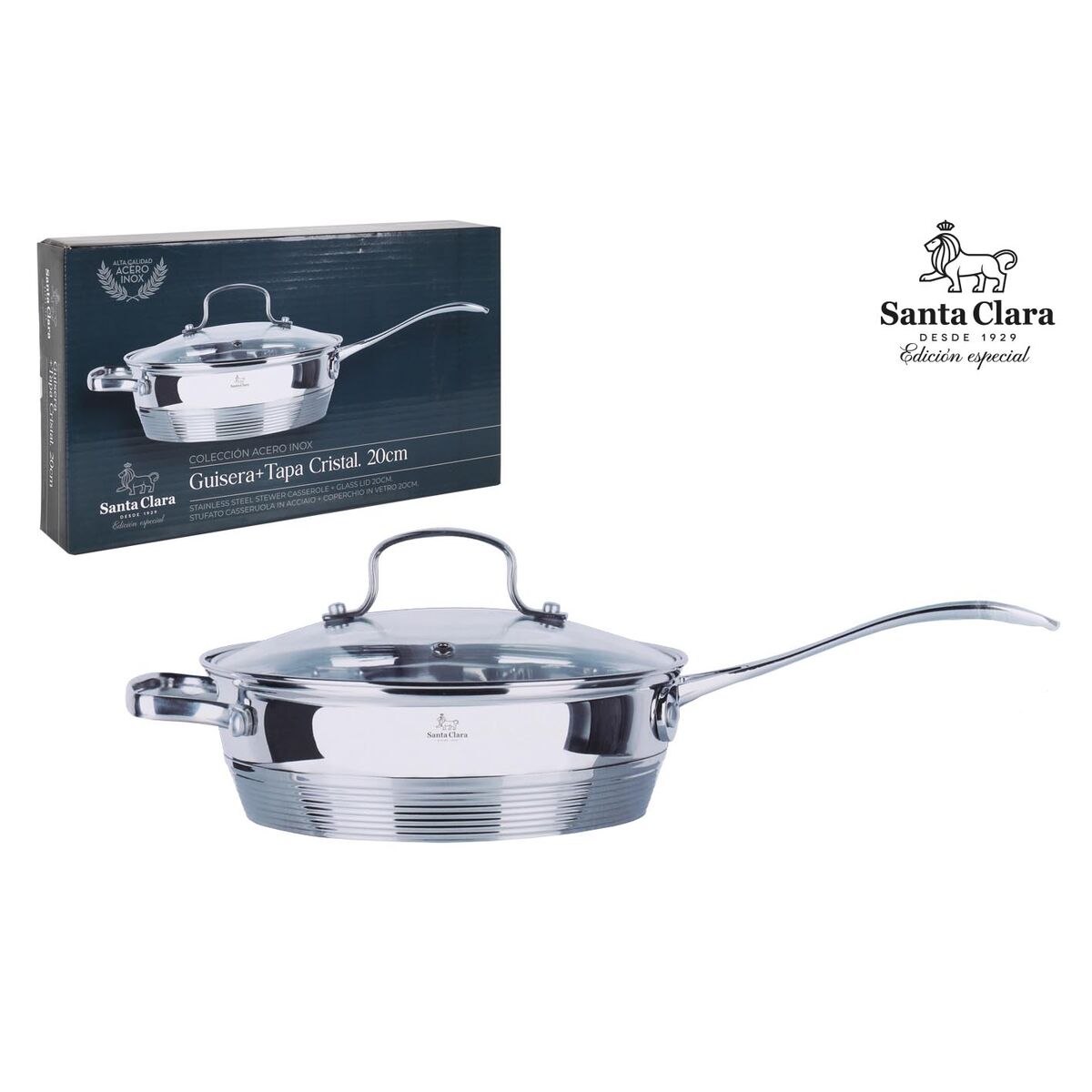 Olla con Tapa Santa Clara Santa clara Ø 21,5 x 43 x 5,5 cm (2 Unidades)